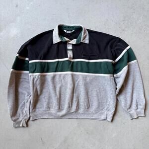 Vintage Rugby Shirt - Colorblock Long Sleeve Sweatshirt